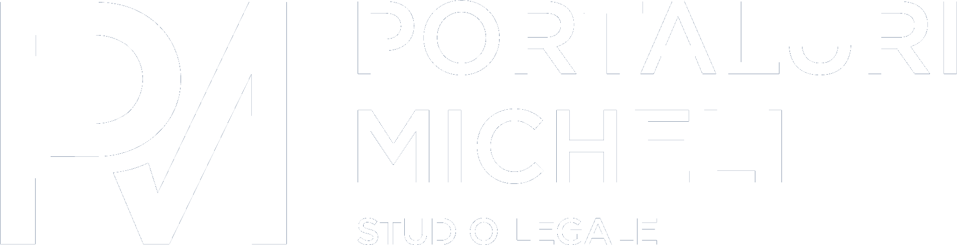 Logo dello Studio Legale Portaluri Micheli in versione bianca